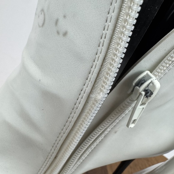 Womens Jeffrey Campbell Proposal White Leather Pointed Toe Heeled Boots Size 7.5 - Picture 3 of 9